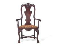 A Portuguese Rococo mahogany armchair, circa 1750