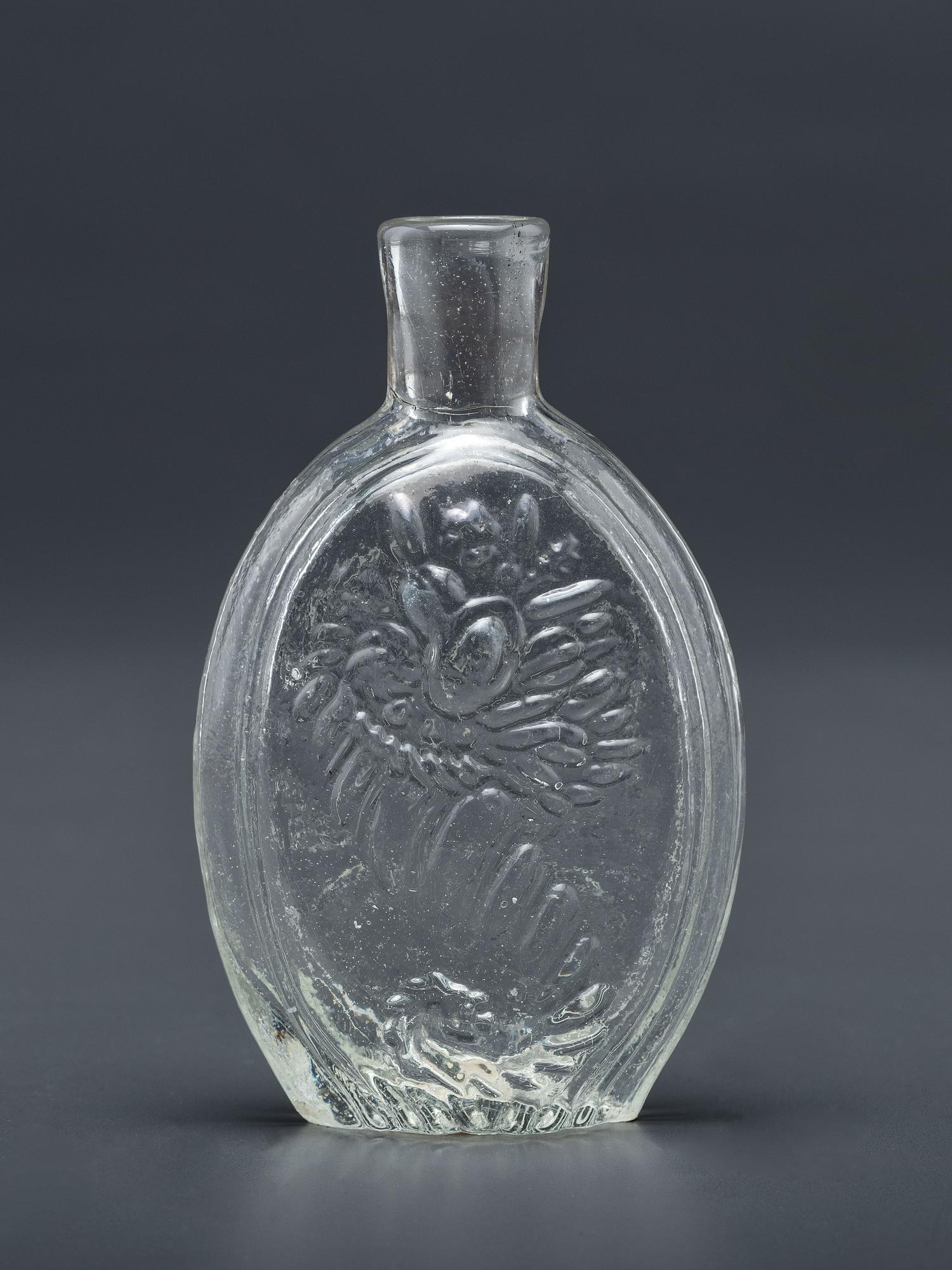 A Molded-Glass Pittsburg Flask in Clear