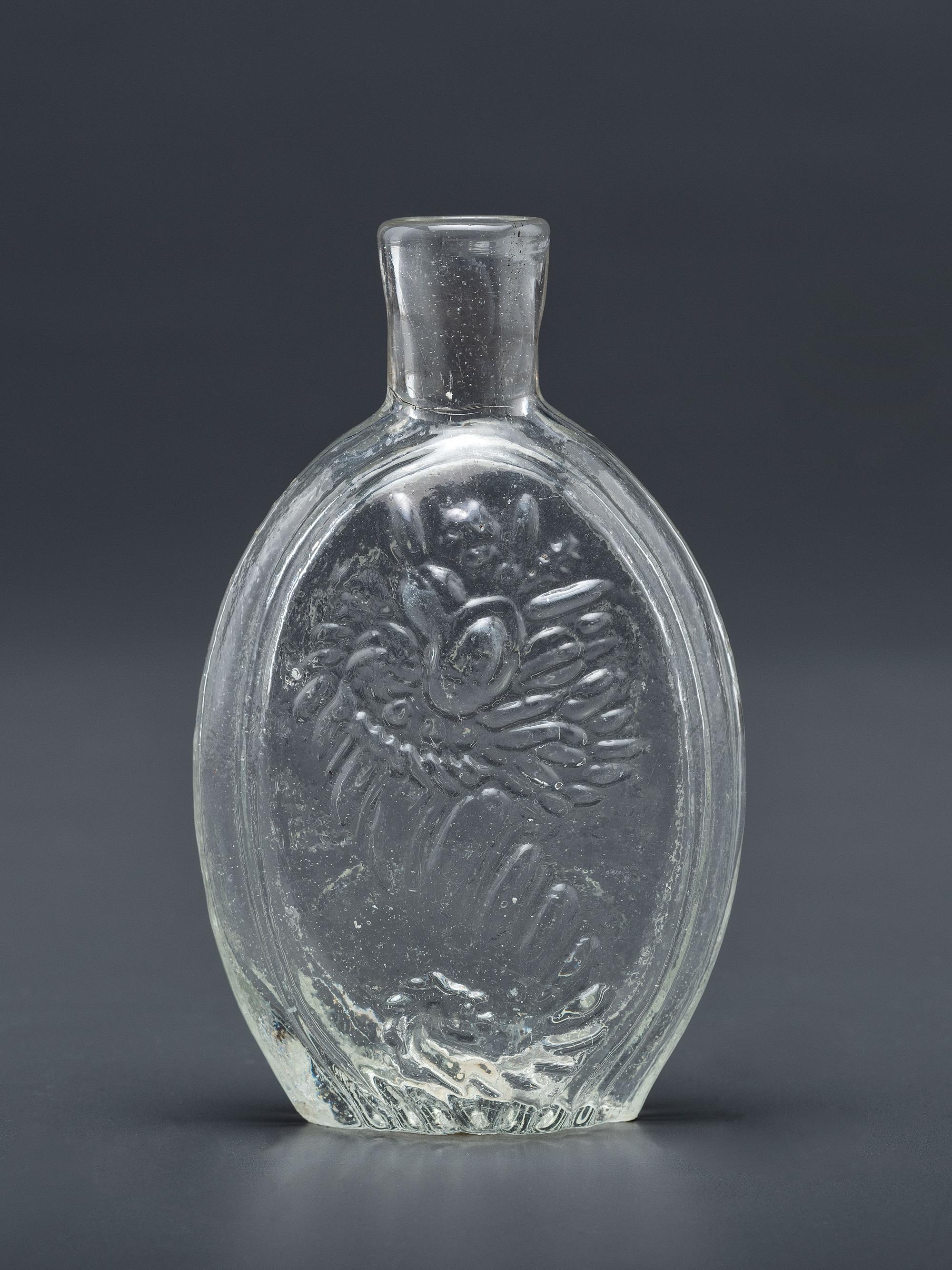 A Molded-Glass Pittsburg Flask in Clear