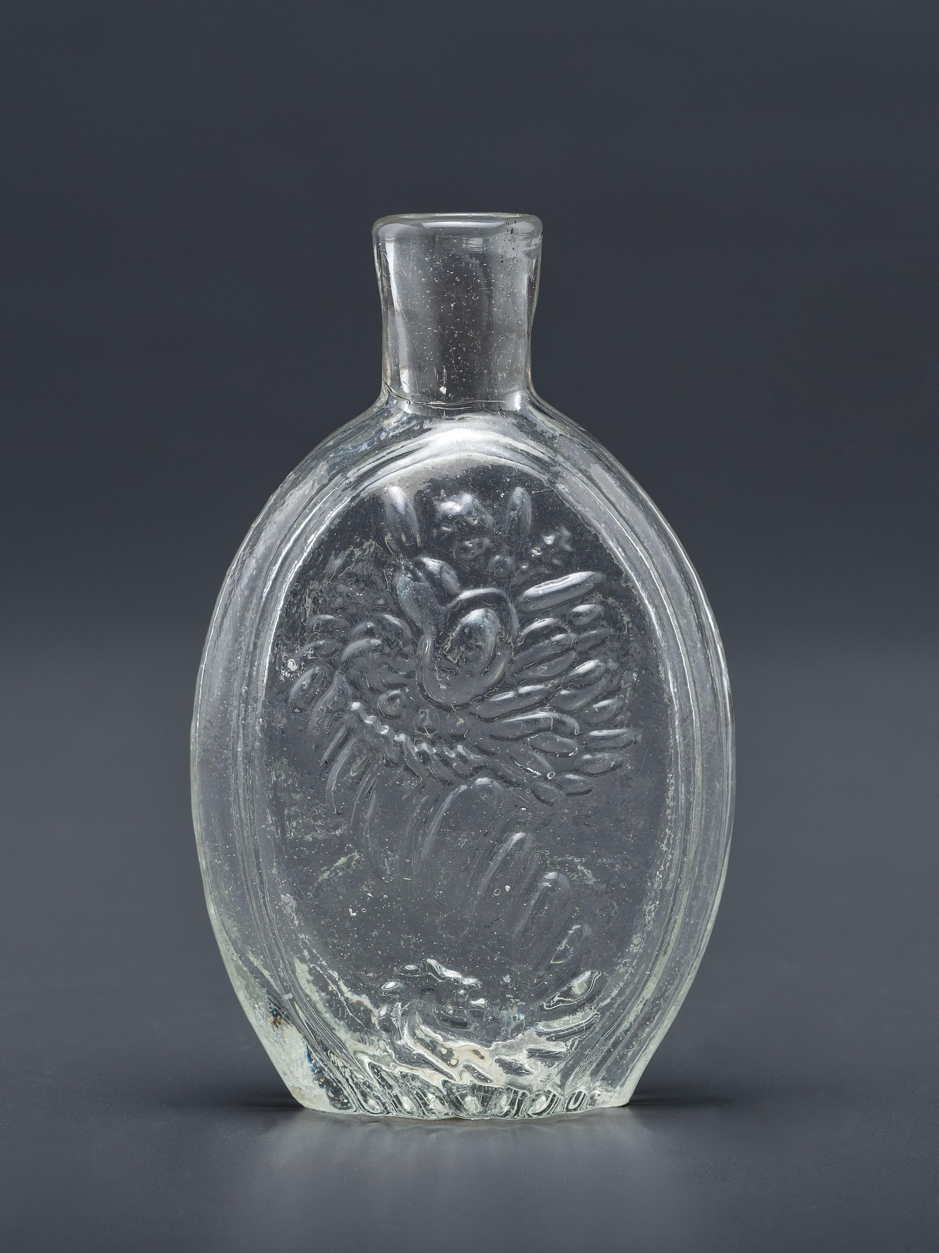 A Molded-Glass Pittsburg Flask in Clear
