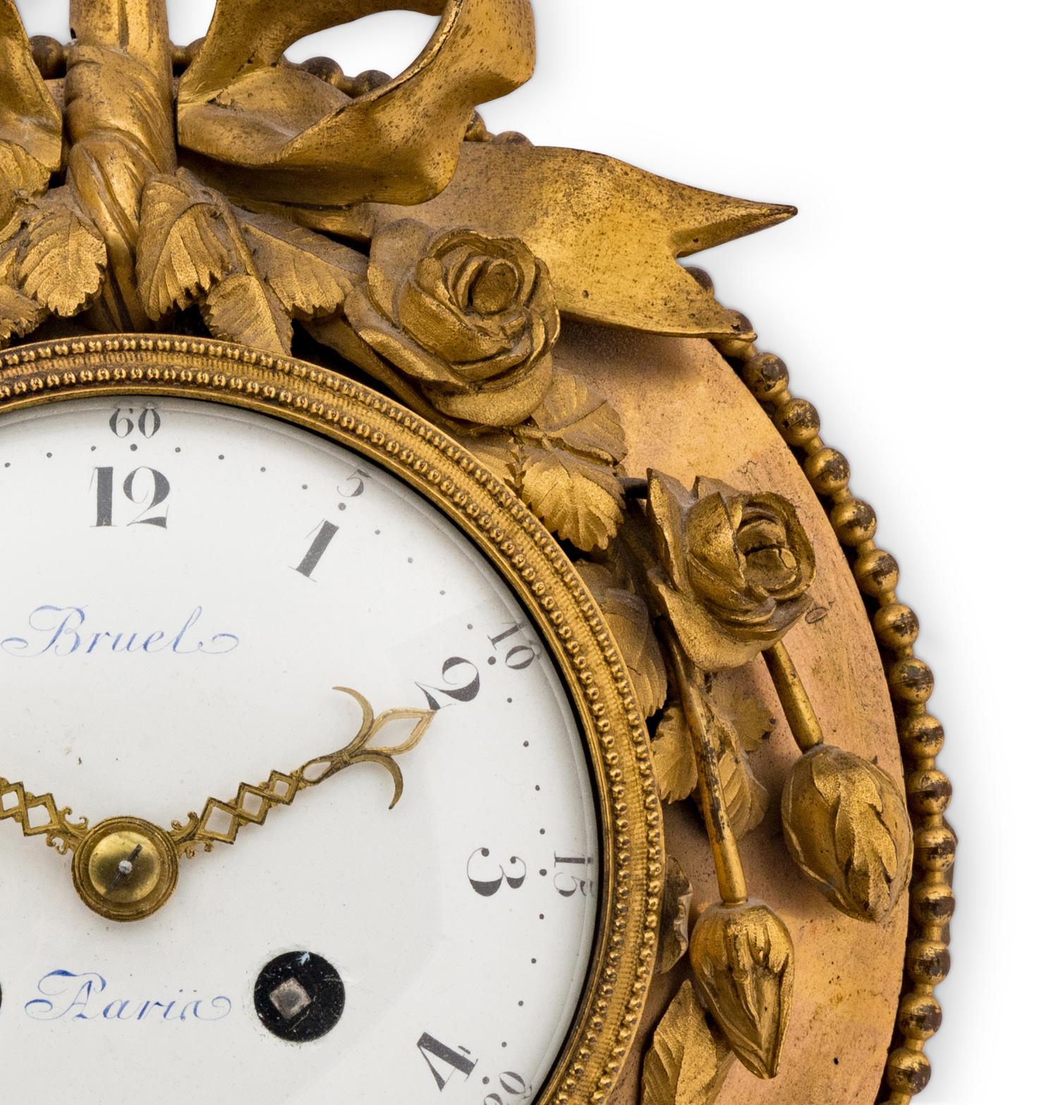 A Louis XVI Gilt Bronze Wall Clock