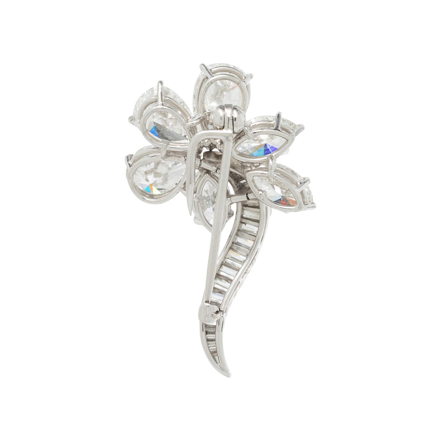 VAN CLEEF & ARPELS, DIAMOND AND PLATINUM FLOWER BROOCH