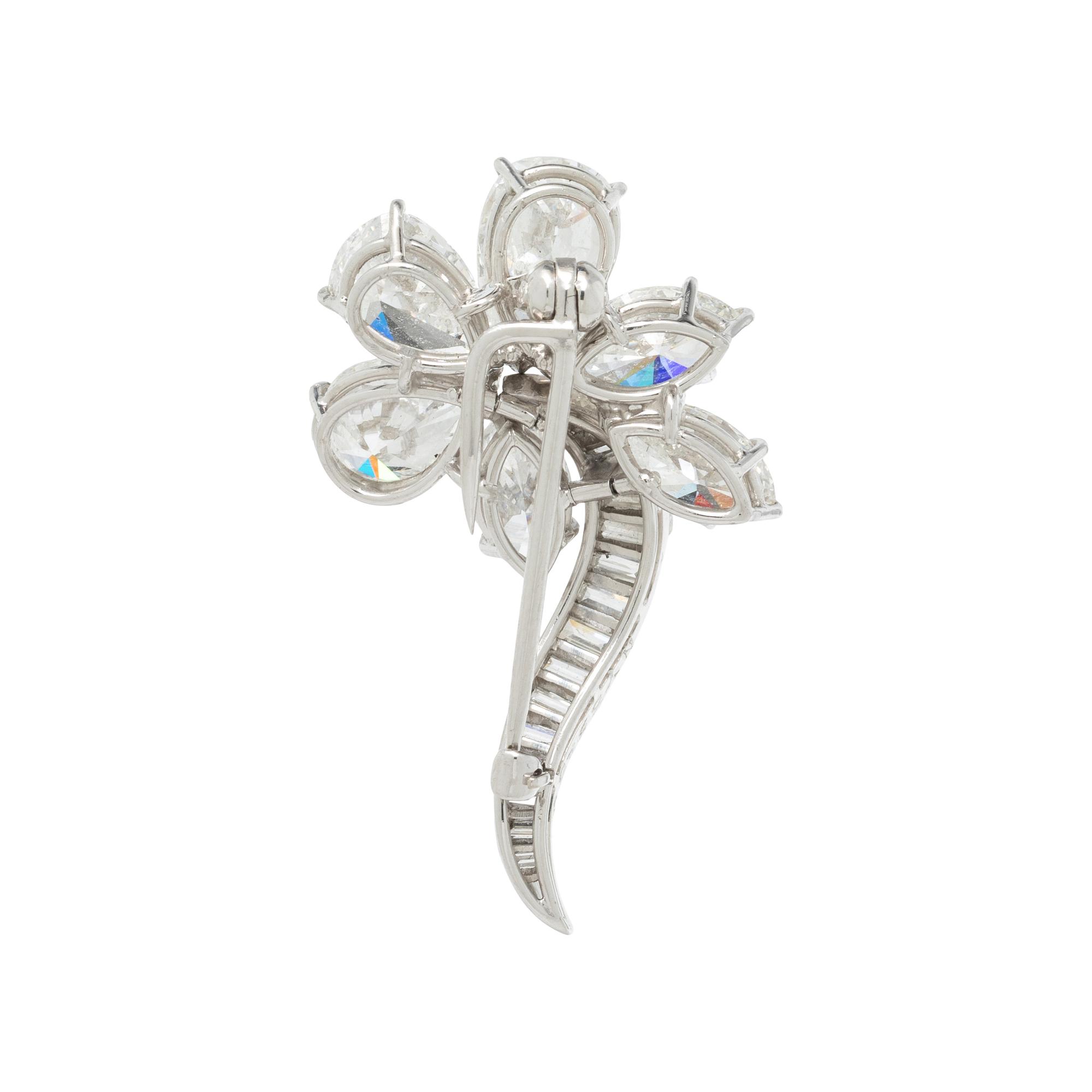 VAN CLEEF & ARPELS, DIAMOND AND PLATINUM FLOWER BROOCH