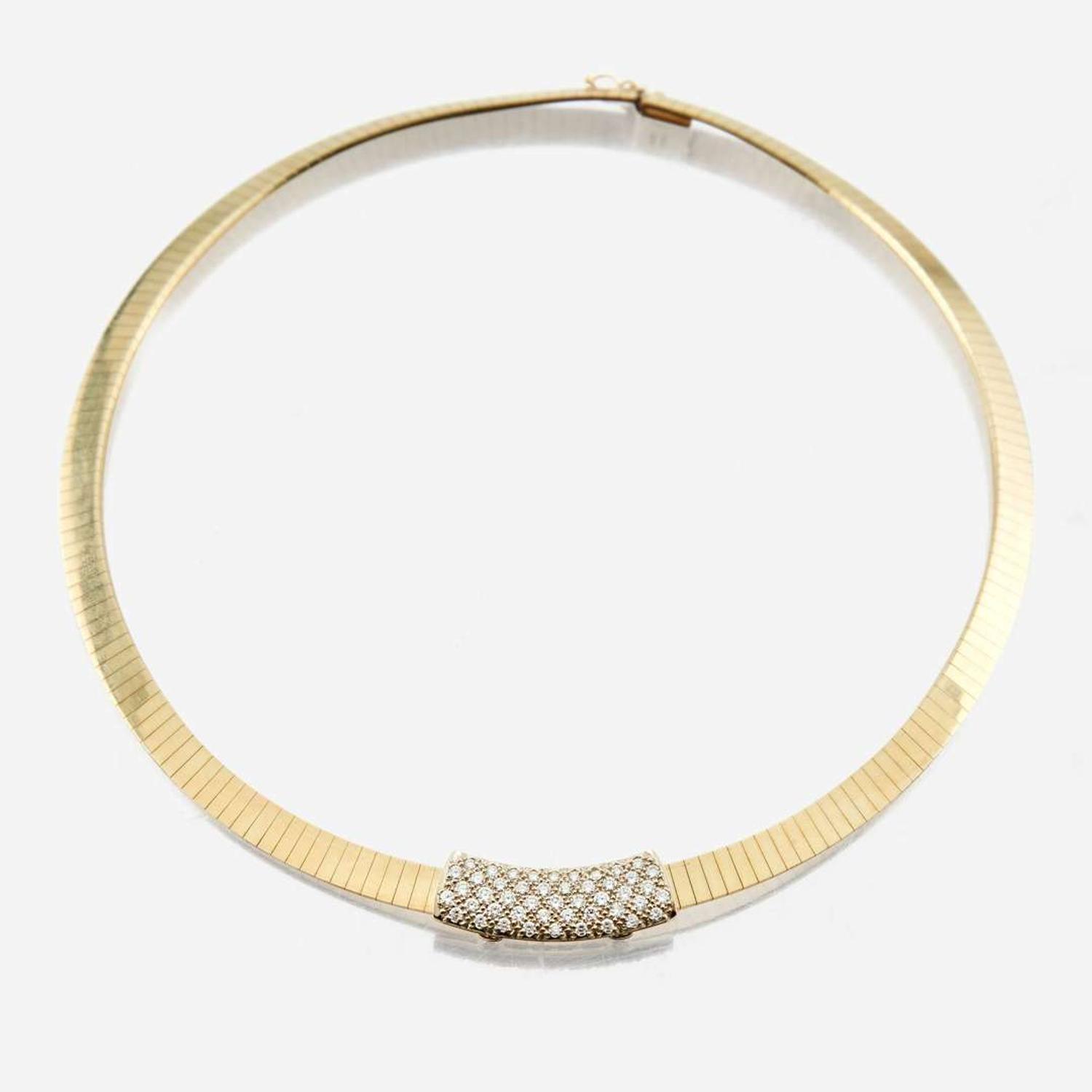 A gold and diamond necklace