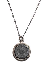 A Roman Bronze Coin set in a Modern Mount and Chain