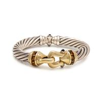 DAVID YURMAN, STERLING SILVER, YELLOW GOLD AND GEMSTONE 'BUCKLE' BRACELET
