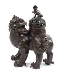 A Bronze Qilin -Form Censer Height 12 1/4 inches.