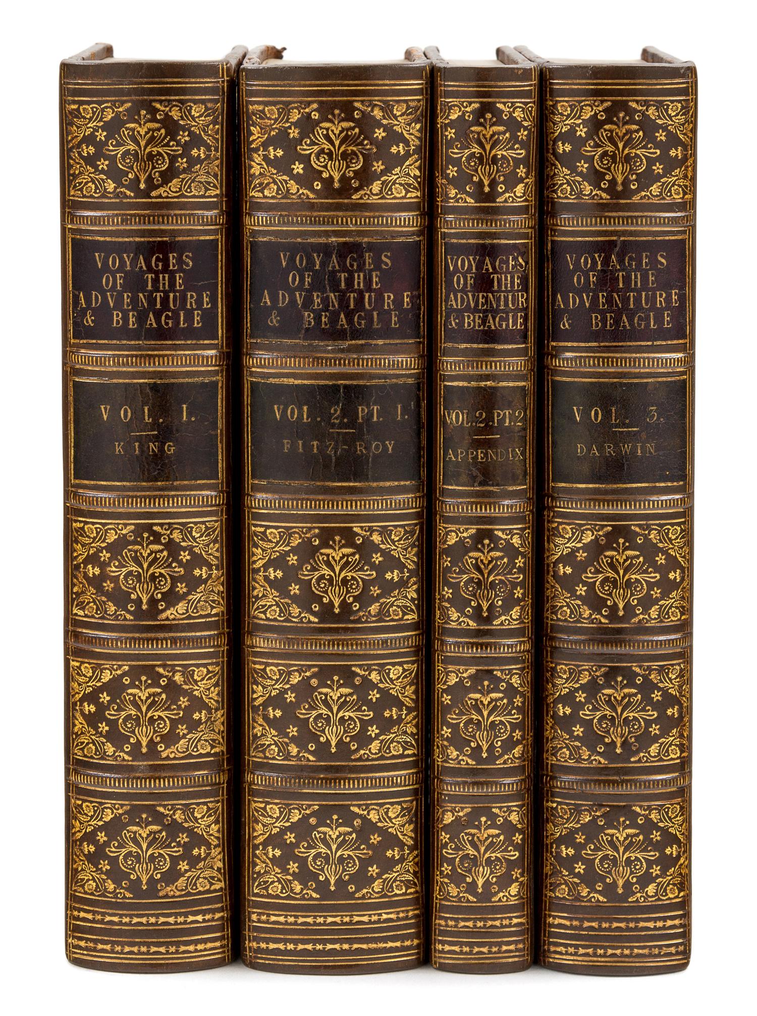 DARWIN, Charles (1809-1882). -- Robert FITZROY, editor (1805-1865), and Capt. Philip Parker KING (1793-1856). A Narrative of the Surveying Voyages of His Majesty's Ships Adventure and Beagle, between the years 1826 and 1836 . London: Henry Colburn, 1839.