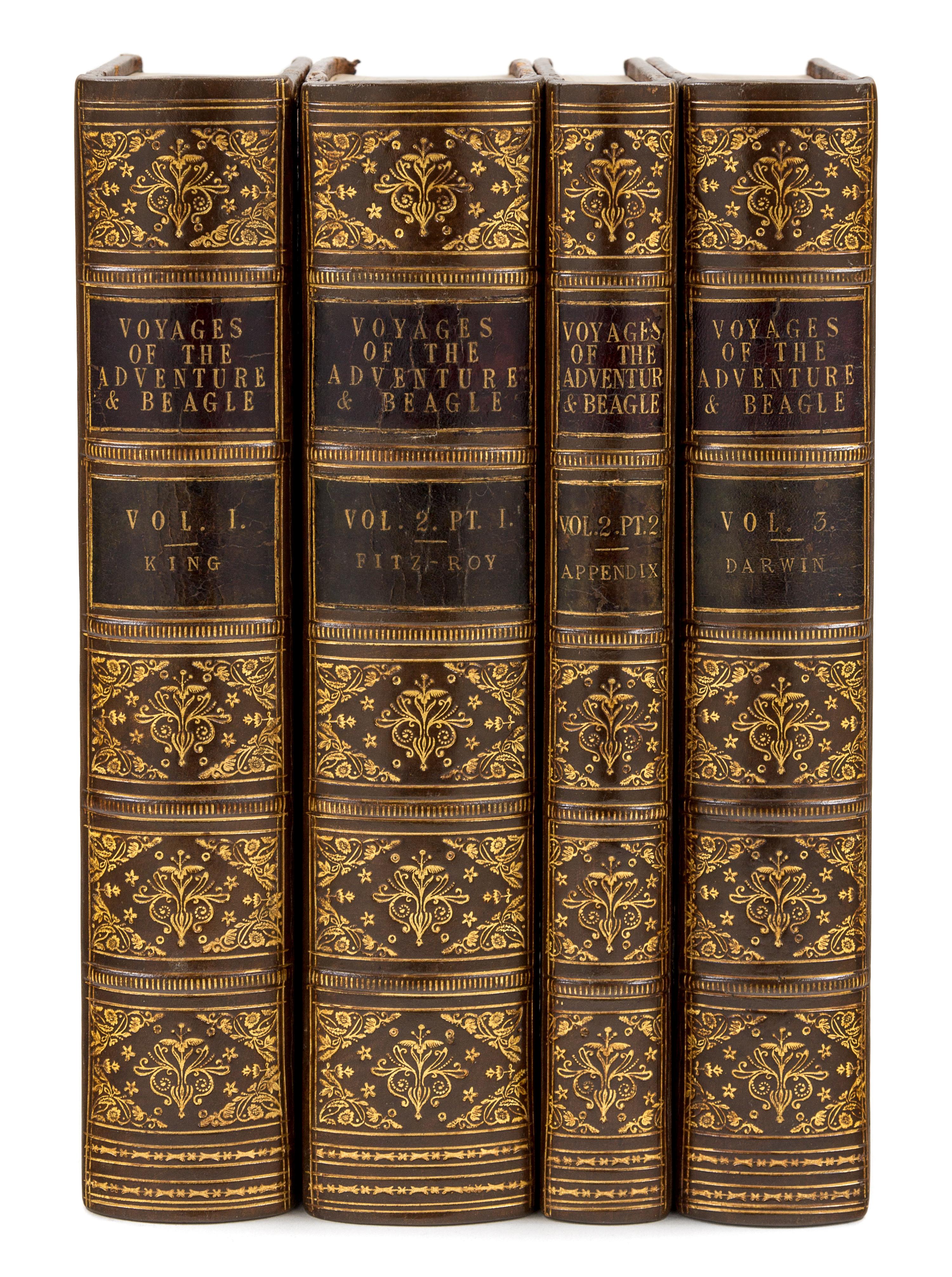 DARWIN, Charles (1809-1882). -- Robert FITZROY, editor (1805-1865), and Capt. Philip Parker KING (1793-1856). A Narrative of the Surveying Voyages of His Majesty's Ships Adventure and Beagle, between the years 1826 and 1836 . London: Henry Colburn, 1839.
