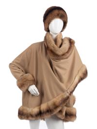J. Mendel Sable Fur Trimmed Coat and Hat, 1990-2000s