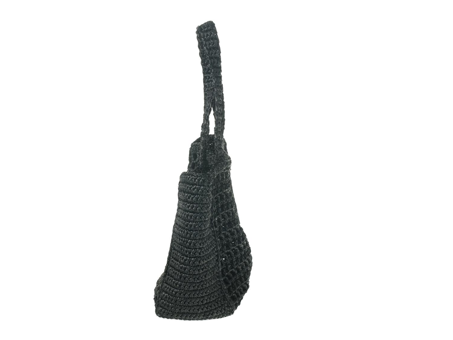 PRADA, BLACK CROCHET TOTE BAG