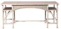 An American Wicker Console Table Height 29 1/2 x width 67 x depth 22 1/2 inches. — MID 20TH CENTURY