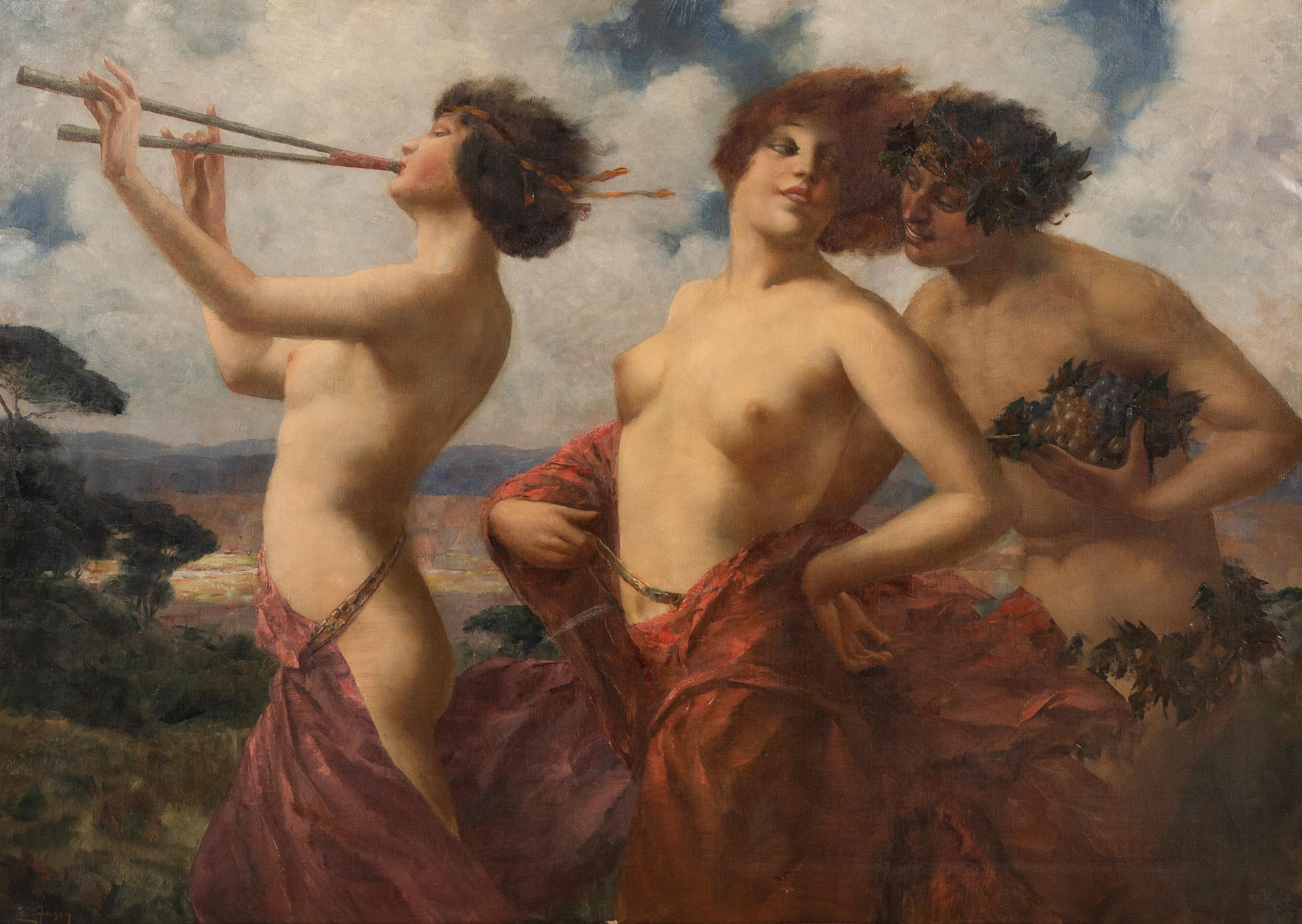 Eduard Ansen-Hoffman (German, 1820-1904) — A Satyr and Two Bacchantes