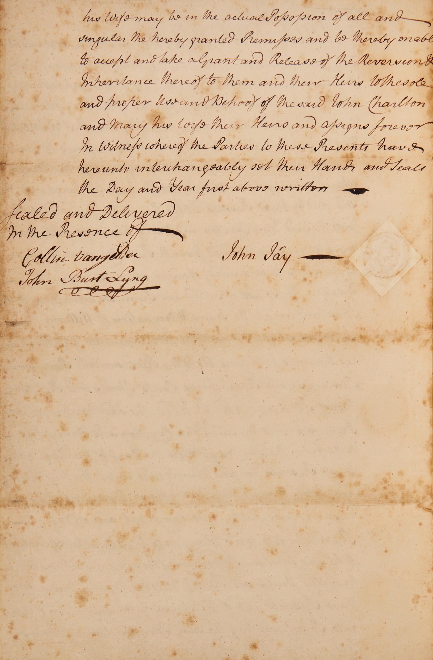 [Americana] Jay, John. Autograph Document, signed