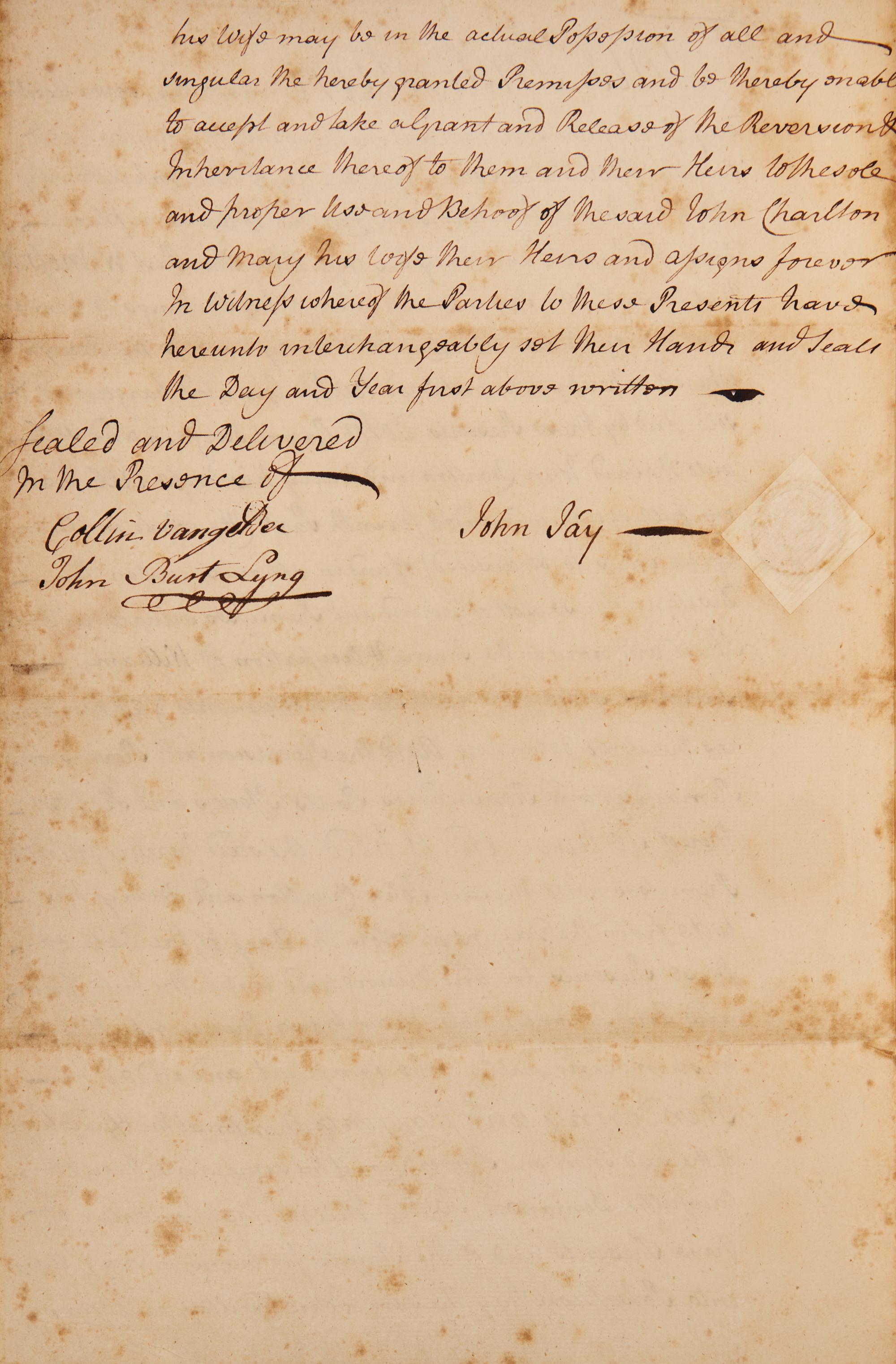 [Americana] Jay, John. Autograph Document, signed