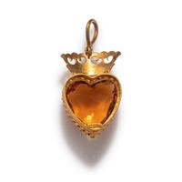 ANTIQUE, YELLOW GOLD AND CITRINE PENDANT