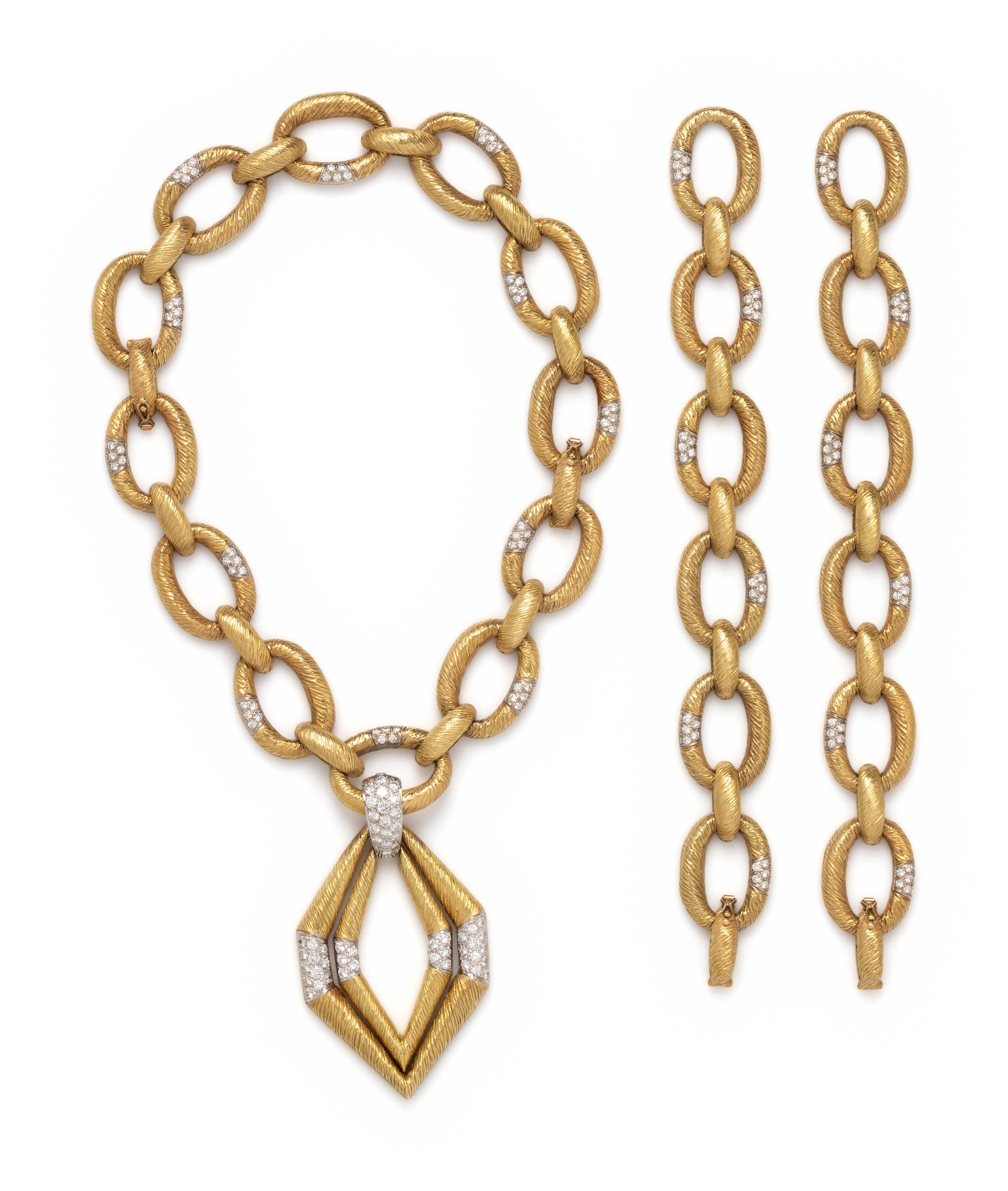 R. STONE, YELLOW GOLD AND DIAMOND CONVERTIBLE NECKLACE