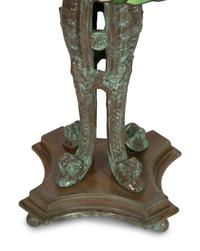 An American Leaded Glass and Cast Metal Table Lamp