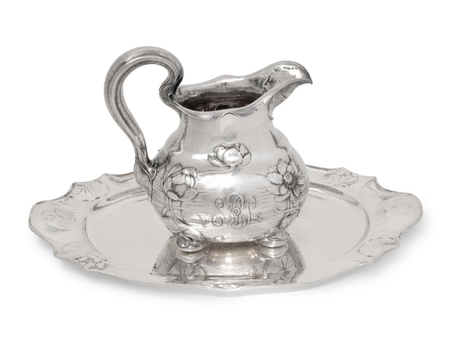 A Gorham Martelé Silver Pitcher and Tray