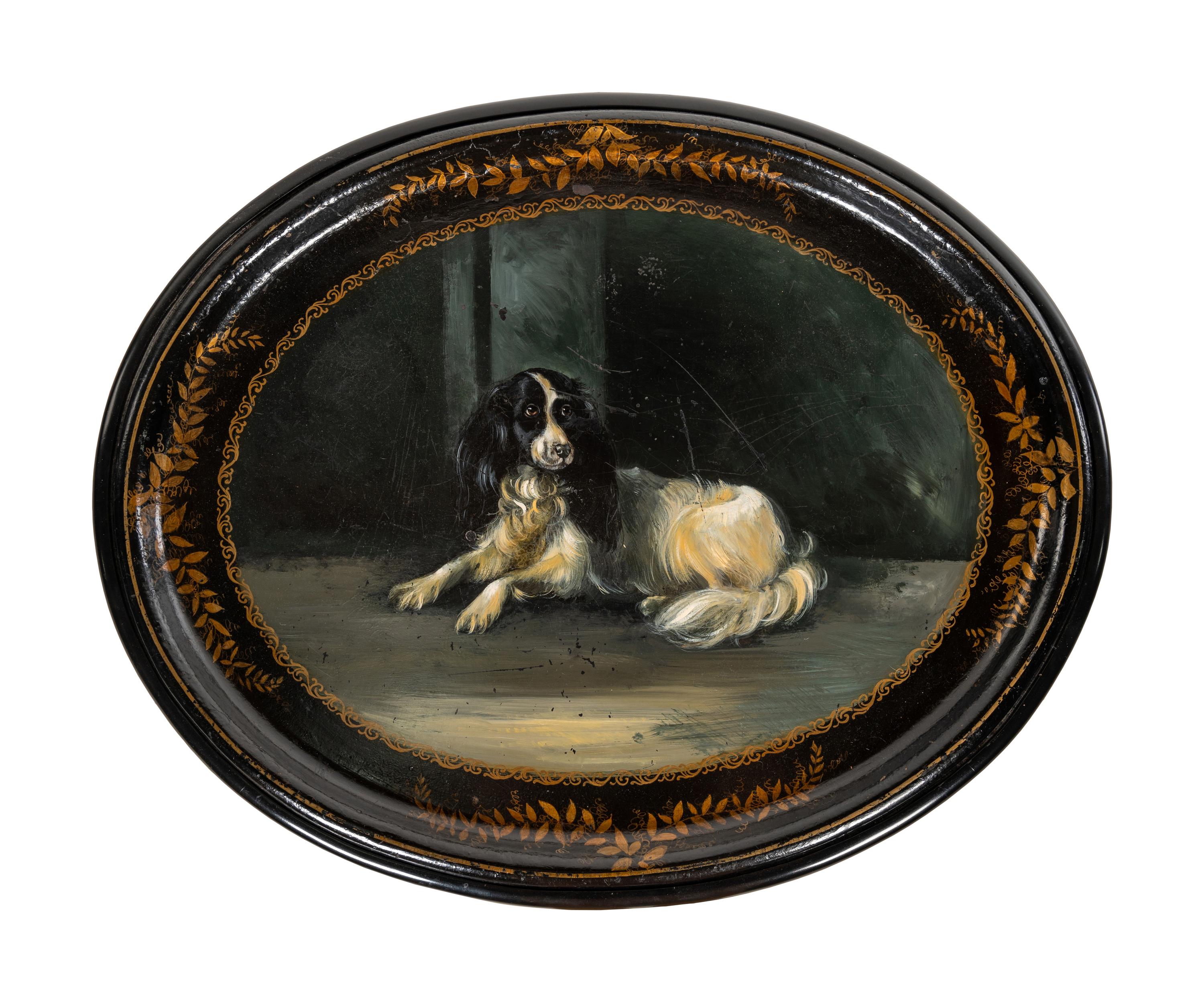 A Victorian Papier - Mâché Tray on Stand