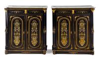 A Pair of Napoleon III Gilt Bronze Mounted Ebonized Meubles d'Appui Height 50 3/4 x width 46 x depth 19 inches. — THIRD QUARTER 19TH CENTURY