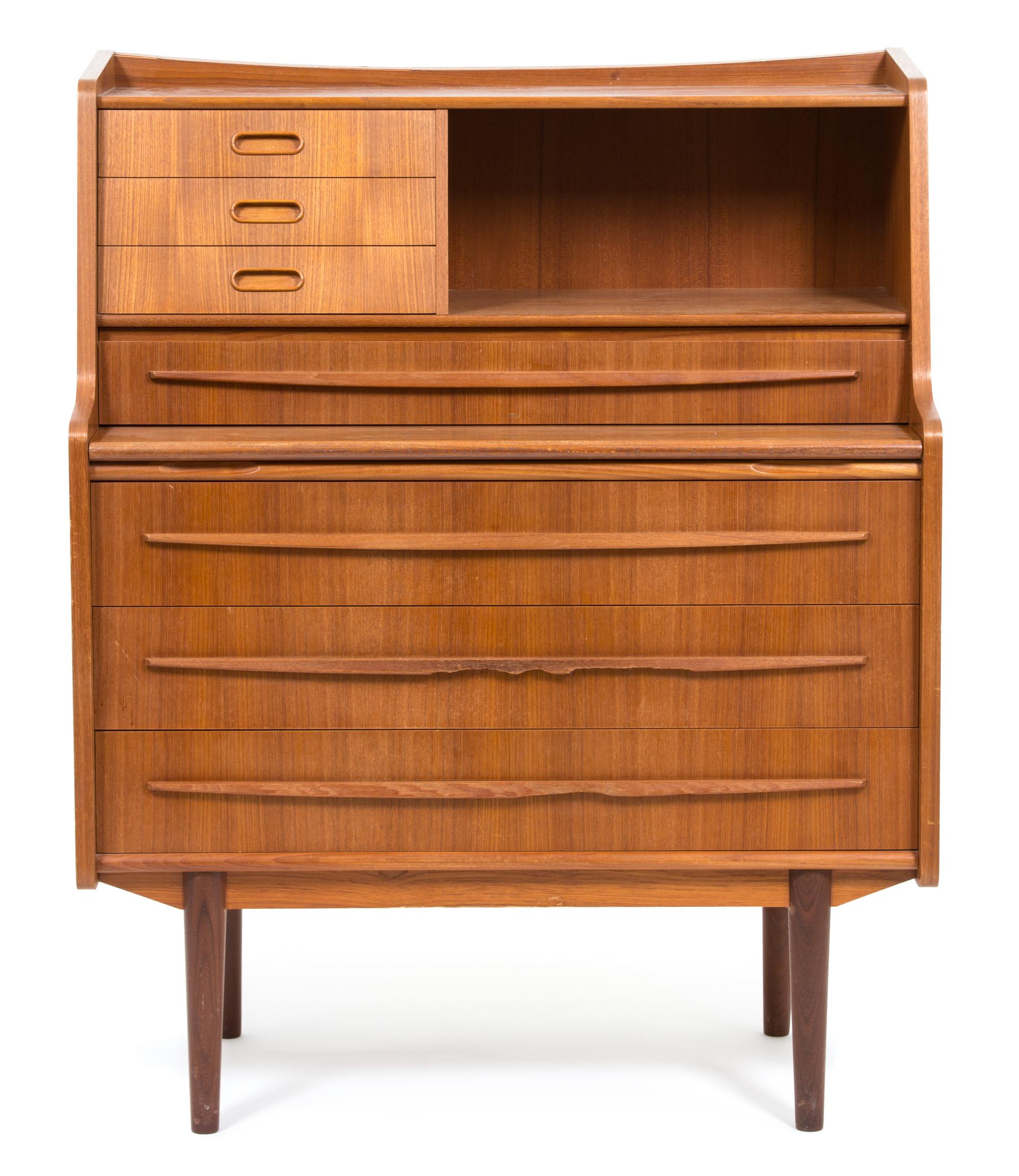 A Modern Danish Secretary Desk Height 43 1/2 x width 35 x depth 17 1/2 inches. — 20TH CENTURY