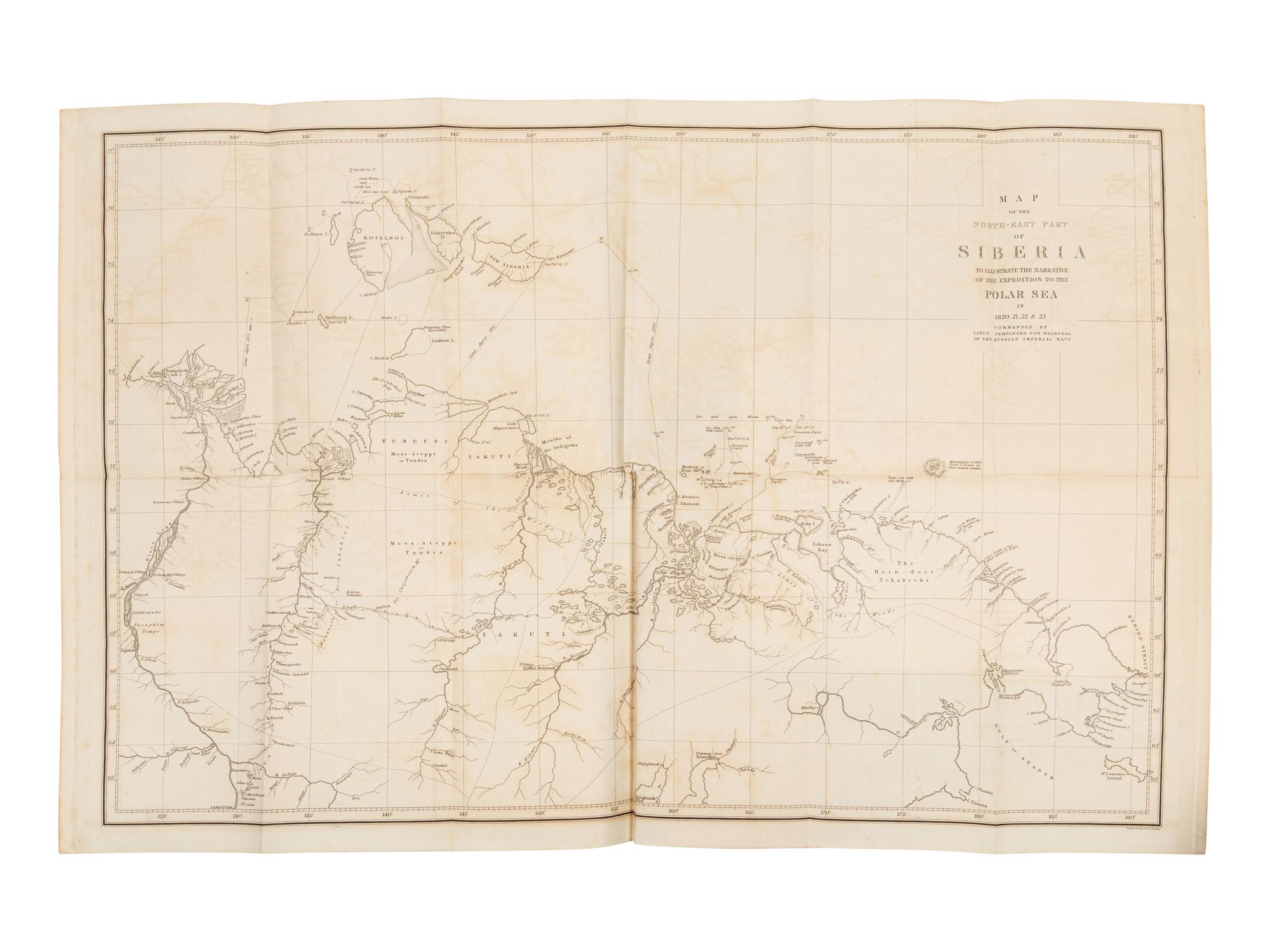 WRANGEL, Ferdinand Petrovich von (1797-1870). Narrative of an Expedition to the Polar Sea, in the Years 1820, 1821, 1822, &1823 . London: James Madden and Co., 1840.