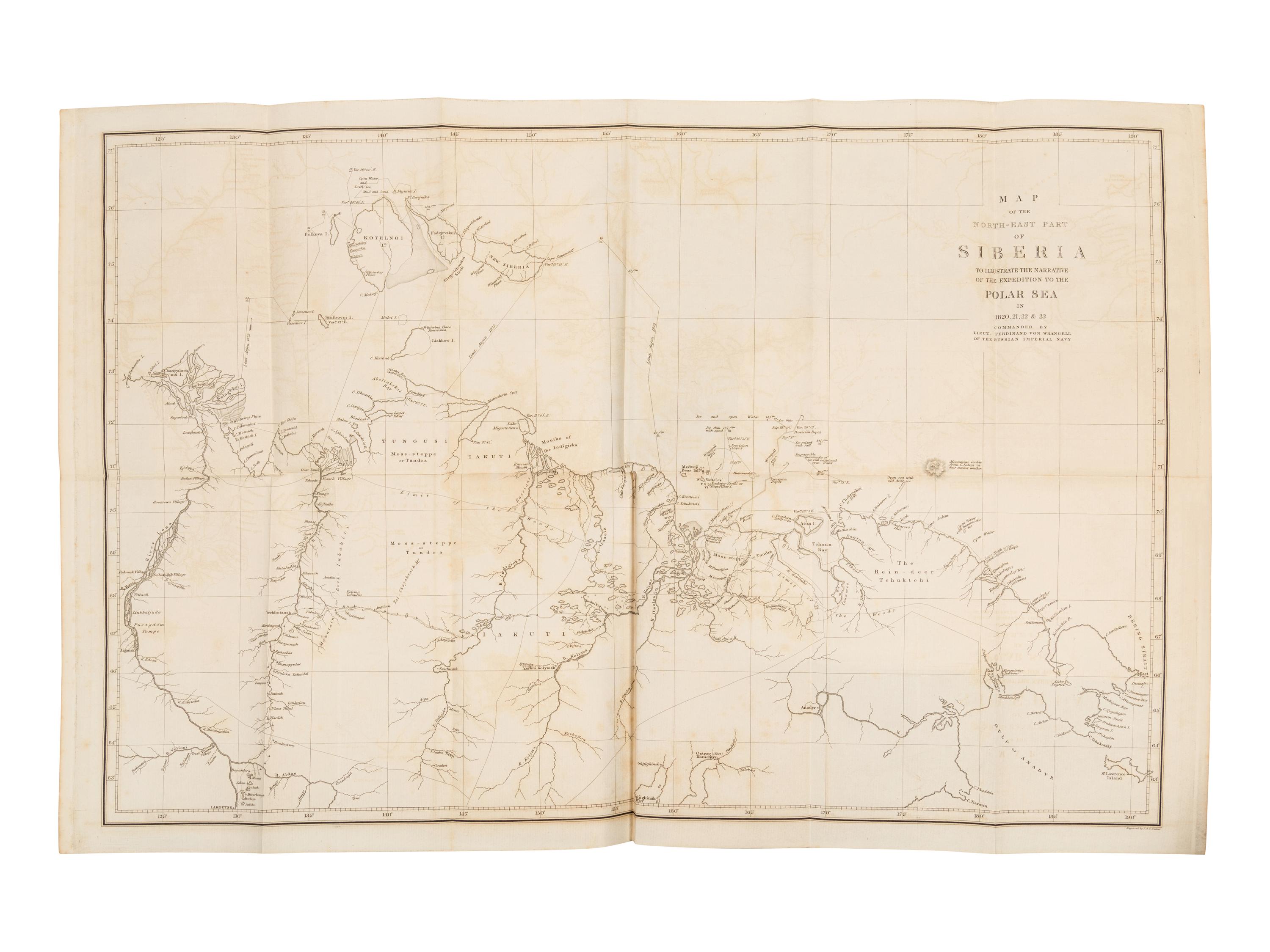 WRANGEL, Ferdinand Petrovich von (1797-1870). Narrative of an Expedition to the Polar Sea, in the Years 1820, 1821, 1822, &1823 . London: James Madden and Co., 1840.