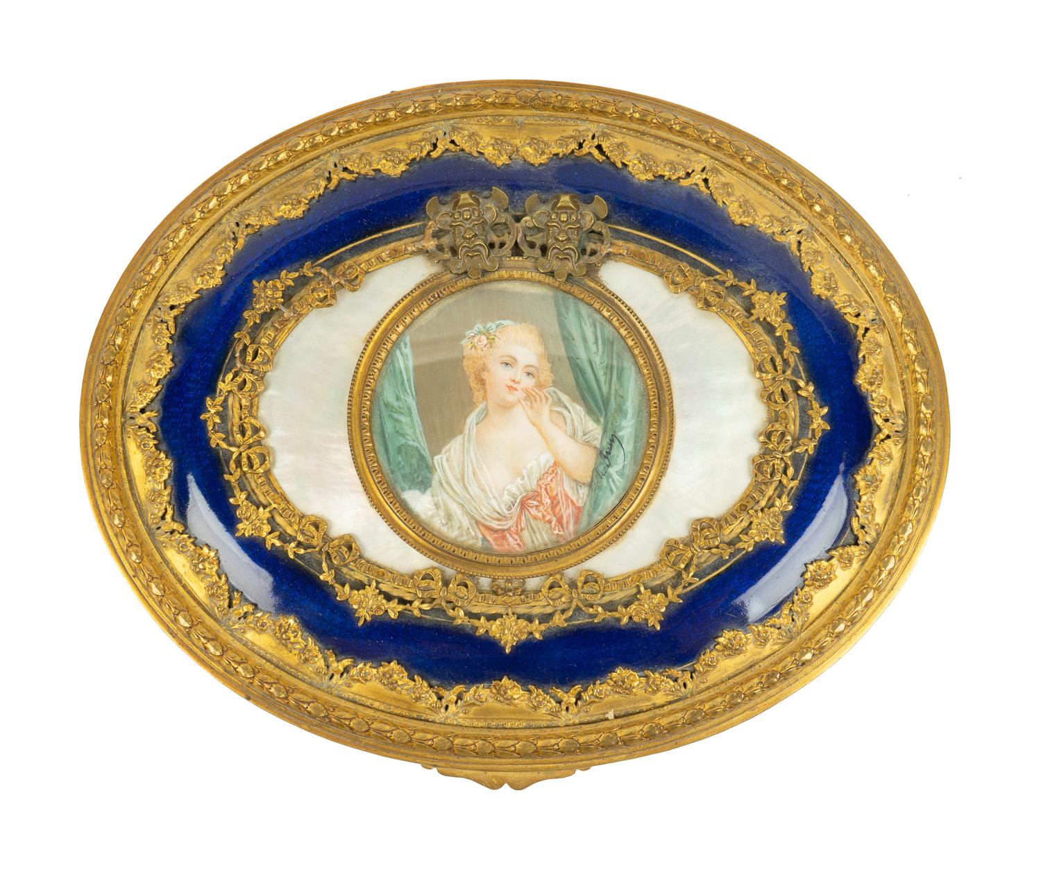 A French Gilt Metal and Enamel Table Casket with Portrait Medallion — 19TH CENTURY