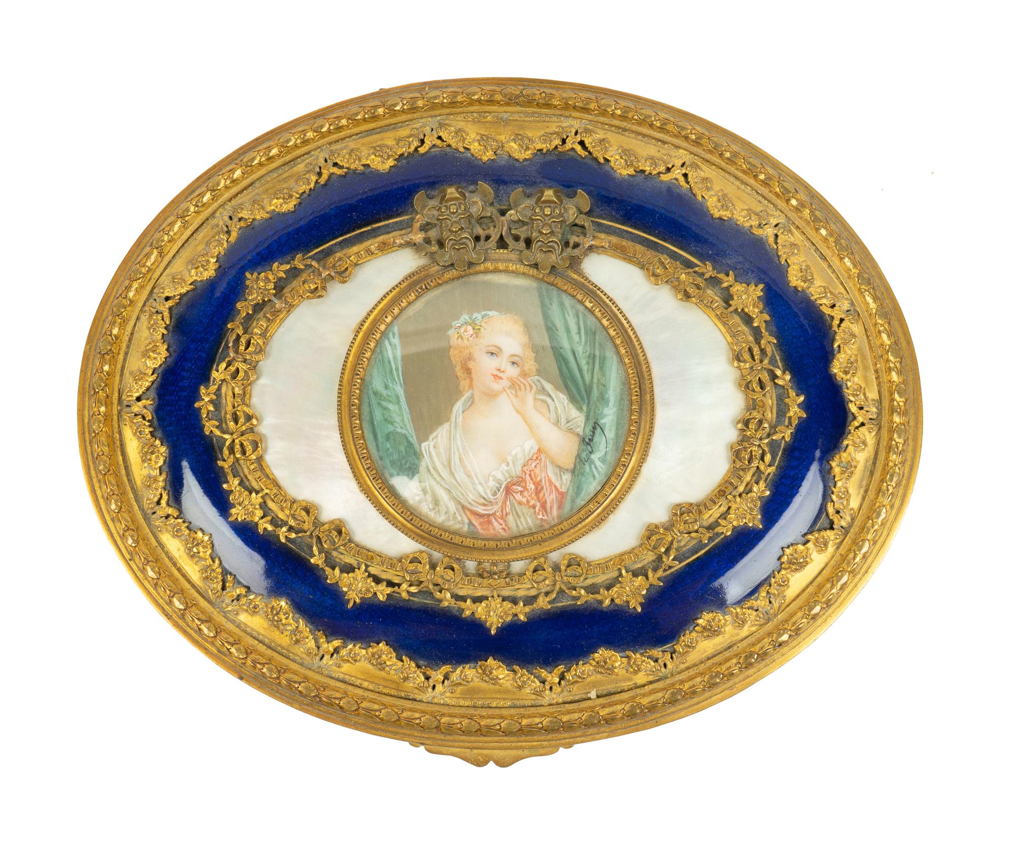 A French Gilt Metal and Enamel Table Casket with Portrait Medallion — 19TH CENTURY