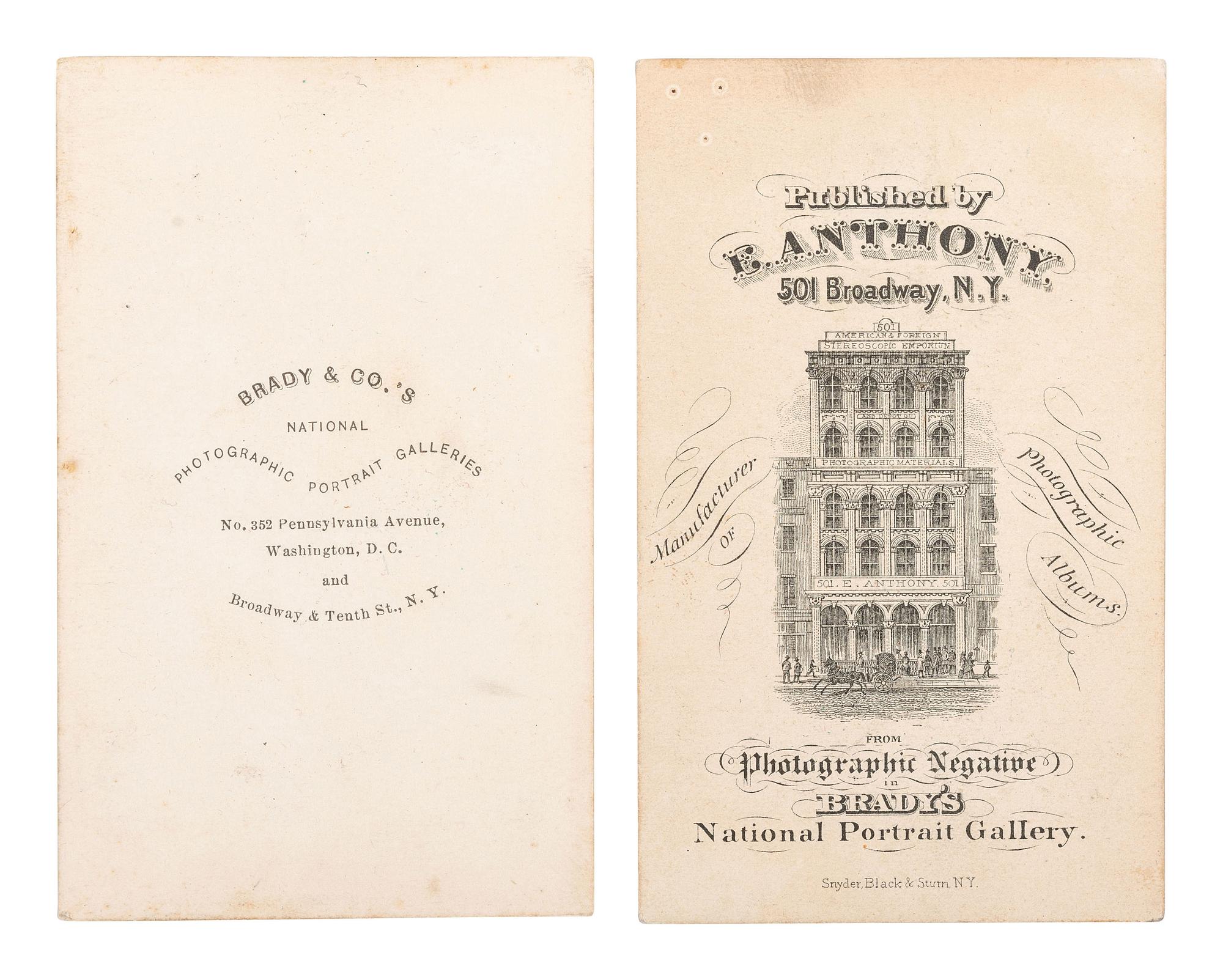 [LINCOLN, Abraham (1809-1865)]. A group of 2 CDVs of Abraham Lincoln, incl. examples by GARDNER and BERGER.