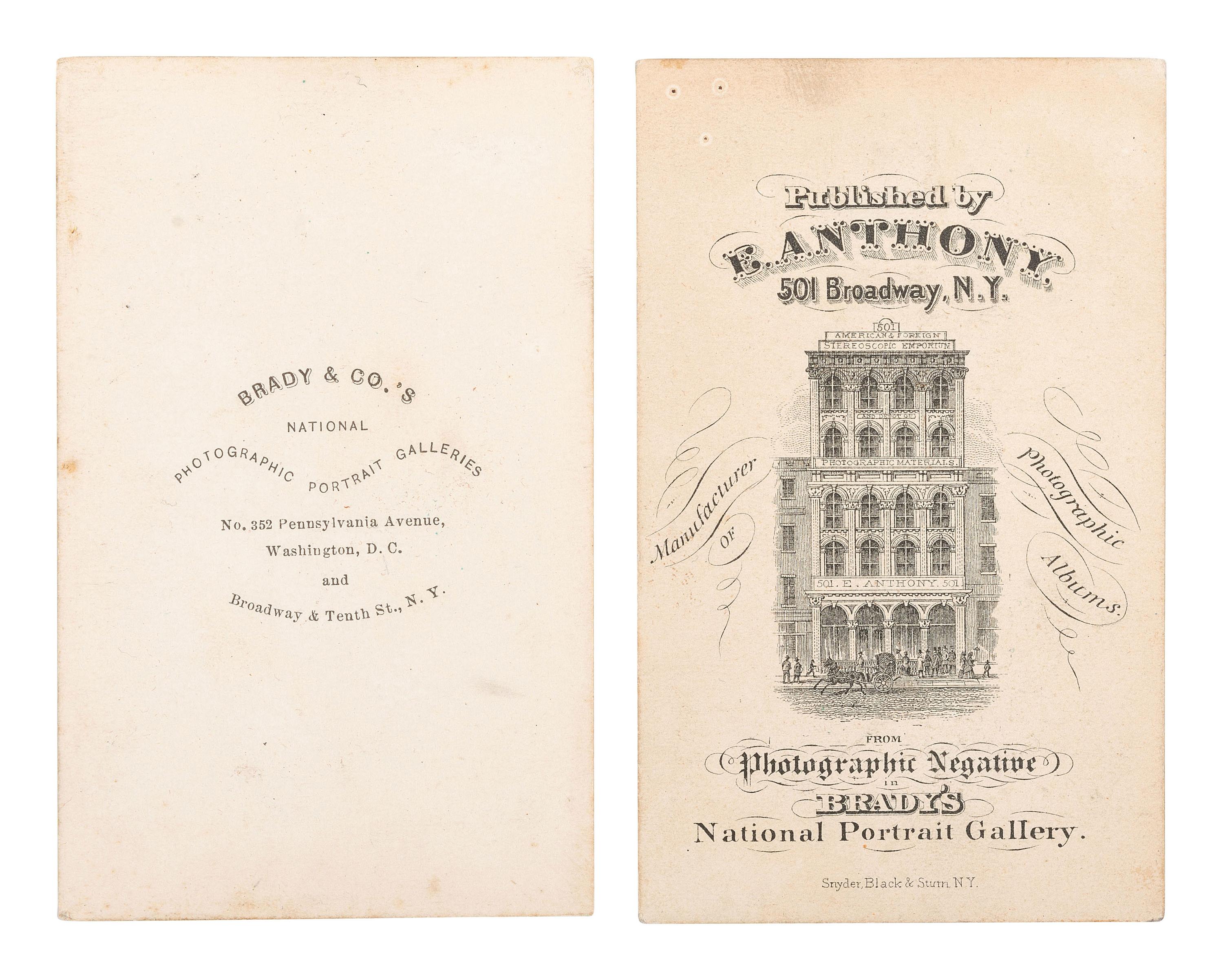 [LINCOLN, Abraham (1809-1865)]. A group of 2 CDVs of Abraham Lincoln, incl. examples by GARDNER and BERGER.