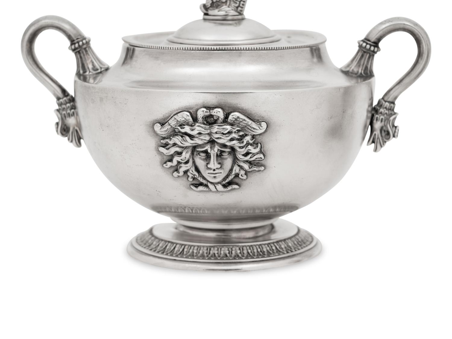 A Fabergé Silver Creamer and Covered Sugar Set
