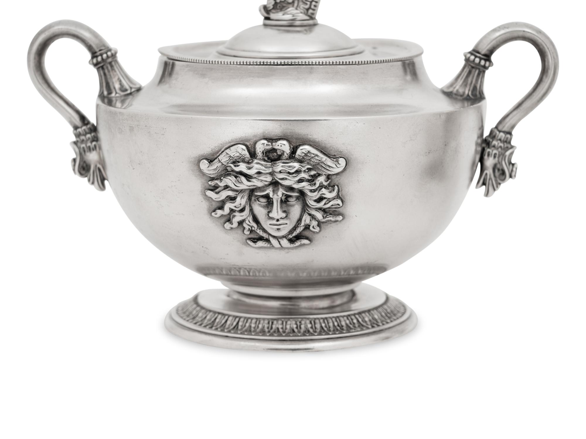 A Fabergé Silver Creamer and Covered Sugar Set
