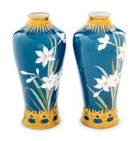 A Pair of German Pâte-sur-Pâte Porcelain Vases