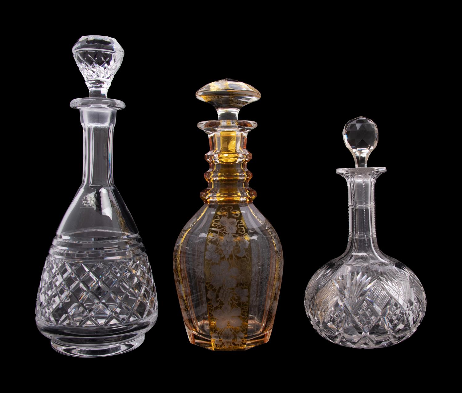 A Group of Three Cut Glass Decanters