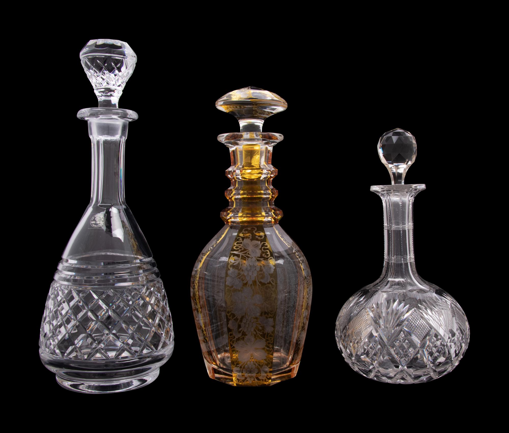 A Group of Three Cut Glass Decanters