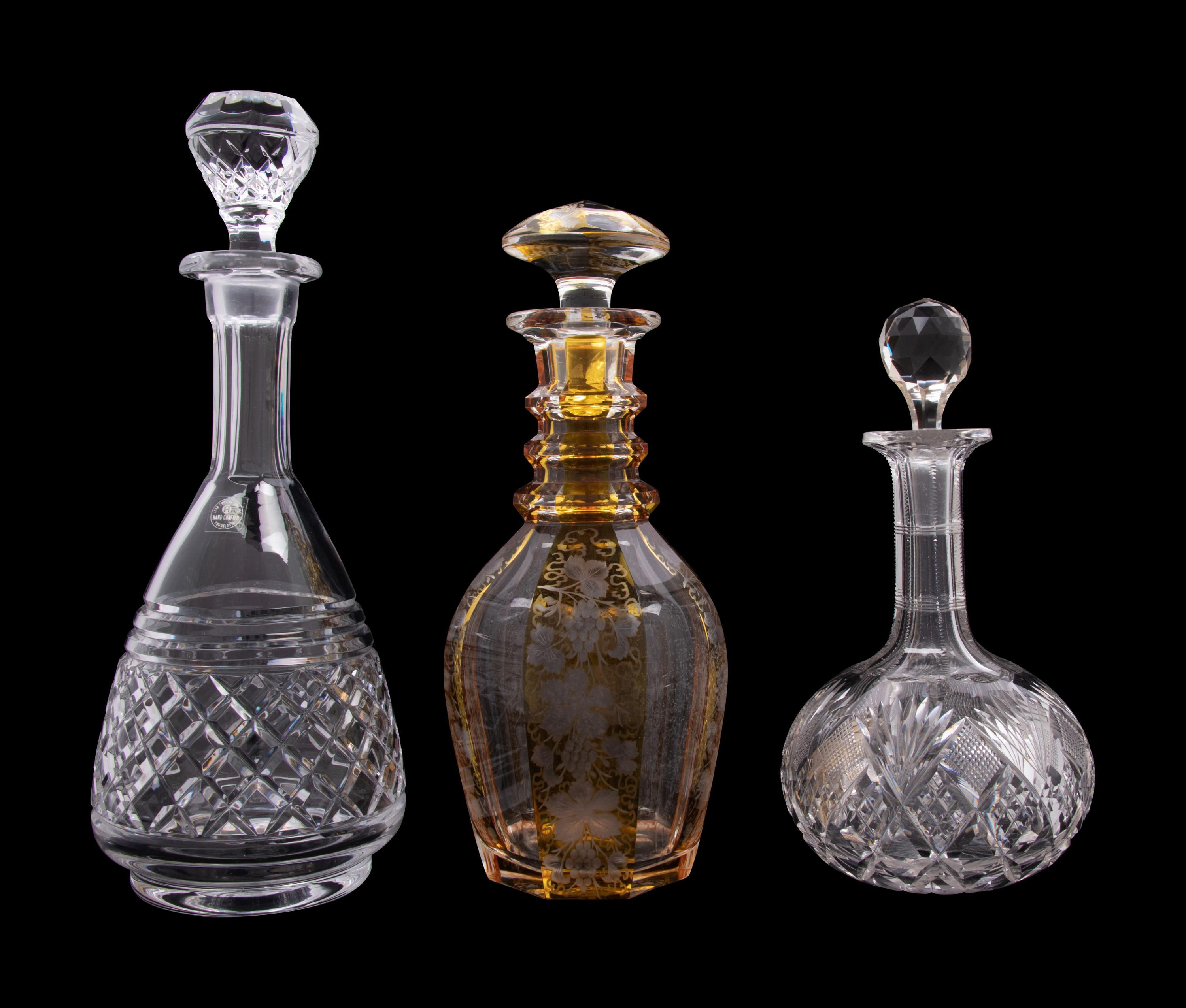A Group of Three Cut Glass Decanters