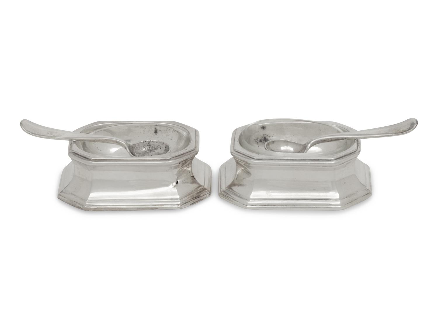 A Pair of Queen Anne Britannia Silver Trencher Salts