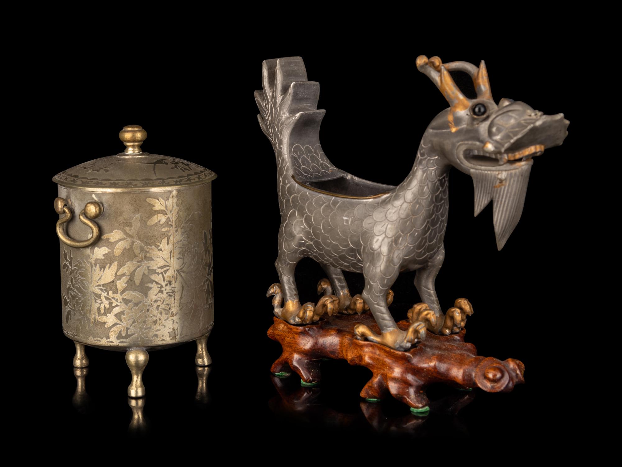 Two Chinese Pewter Vessels