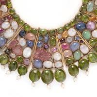 GILT SILVER MULTIGEM BIB NECKLACE