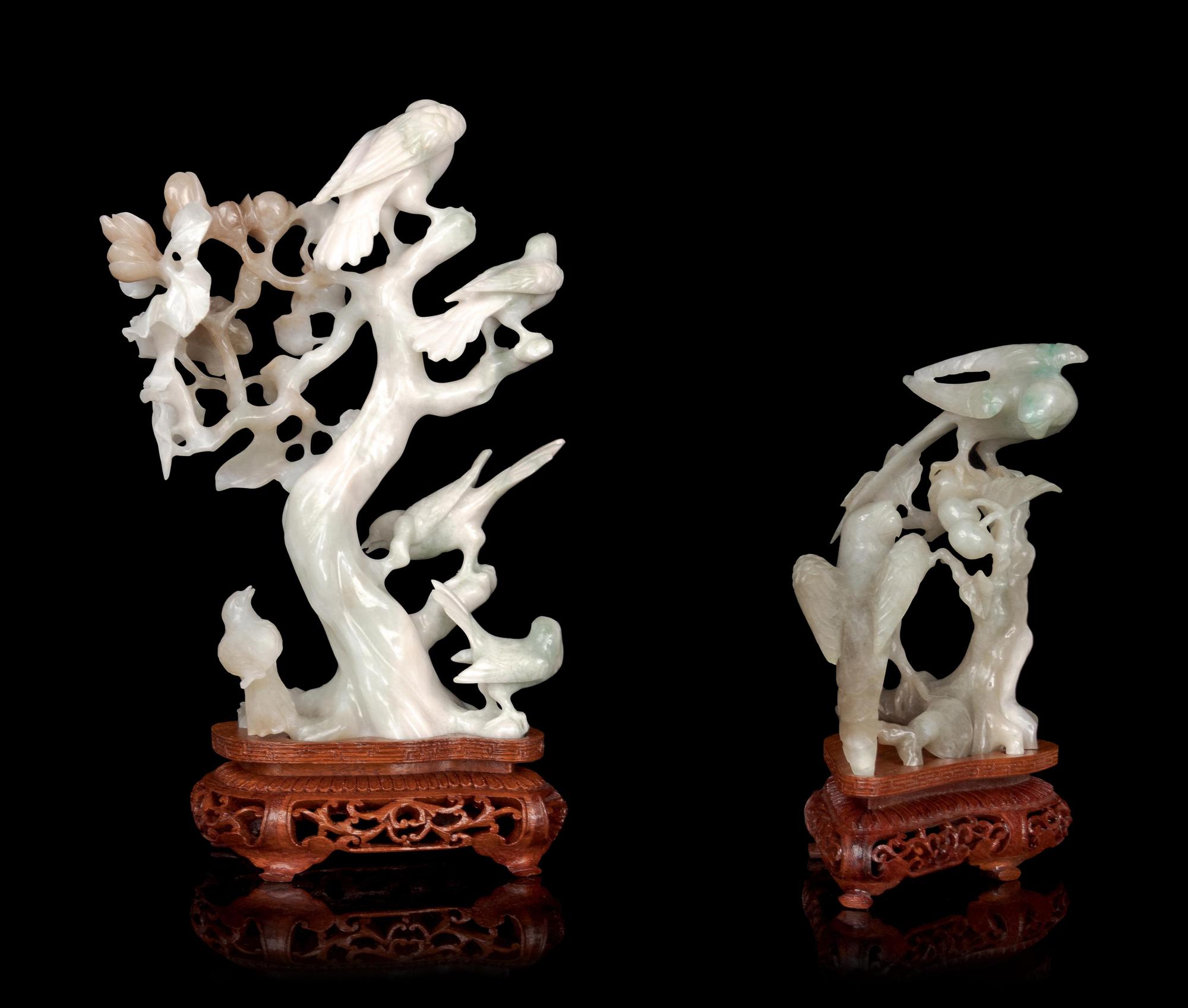 Two Chinese Hardstone Carvings of Birds
