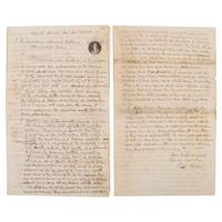 [REPUBLIC OF TEXAS]. HUSTON, Felix (1800-1857). Autograph letter signed ("Felix Huston"), "To His Excellency Mirabeau B. Lamar President of Texas," a draft detailing "a proposition for the defense of Texas." City of Houston, 31 December 1838.
