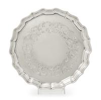 A Canadian Silver Salver, Henry Birks & Sons, Montreal, Quebec, 1939, having a scalloped rim and border, the field with engraved floral