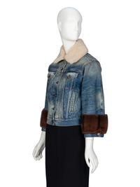 [ARO] GUCCI, FUR-TRIMMED DENIM JACKET