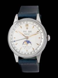 ROLEX, REF. 8171 STAINLESS STEEL 'PADELLONE' TRIPLE CALENDAR MOONPHASE WATCH