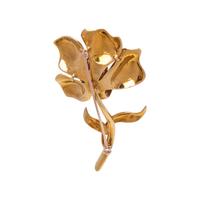 CELLINO, YELLOW GOLD, RUBY AND DIAMOND FLOWER BROOCH
