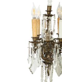 A Pair of Continental Cast Metal and Cut Glass Four-Light Scones