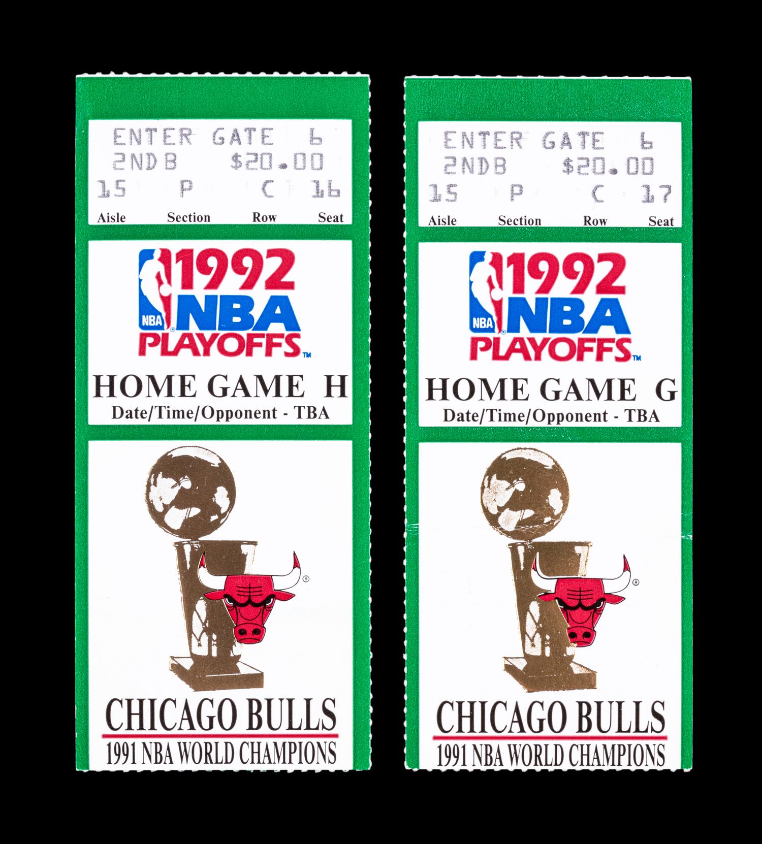 A Group of 18 Chicago Bulls 1992 NBA Playoff Tickets,