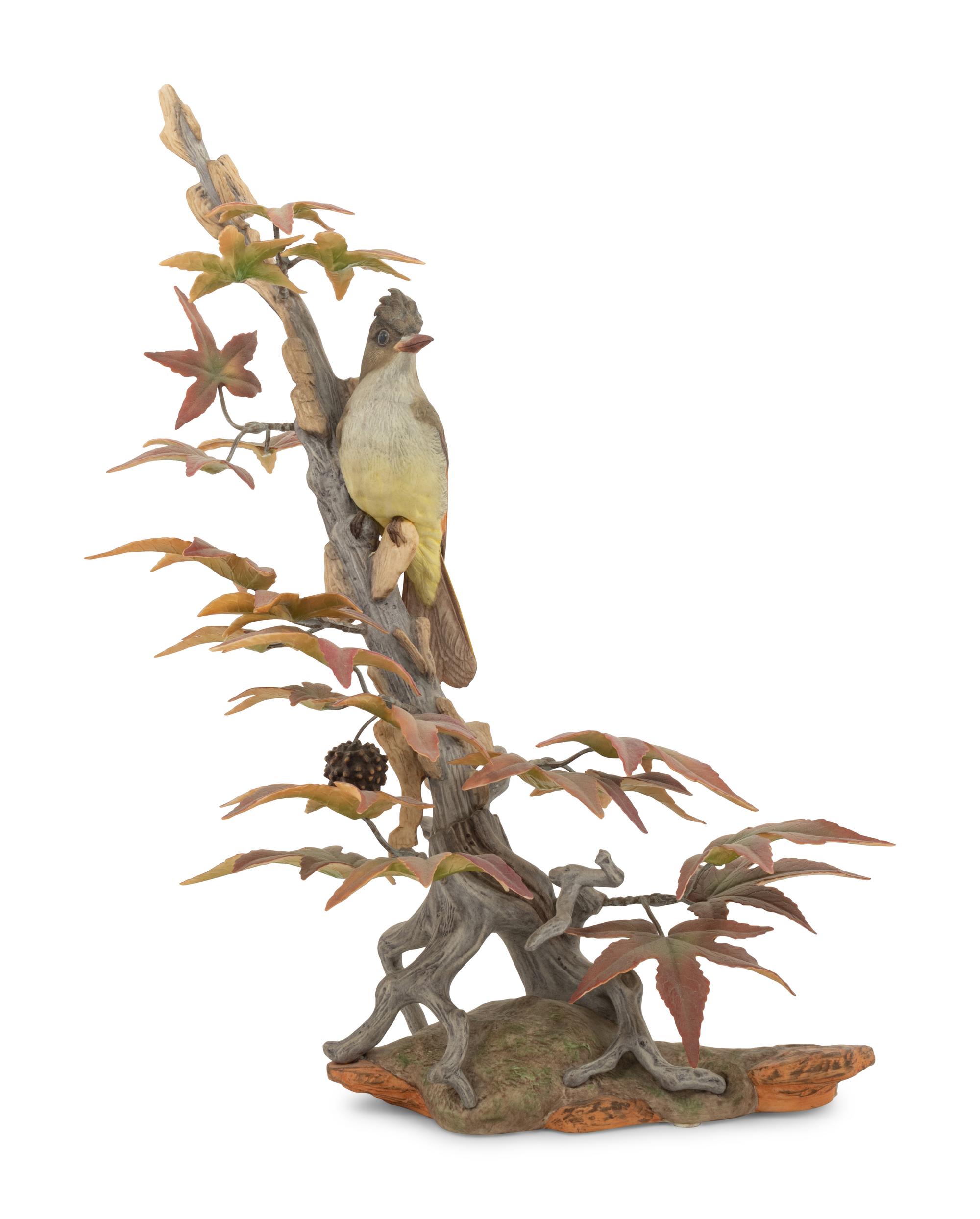 A Boehm Porcelain Crested Flycatcher Group